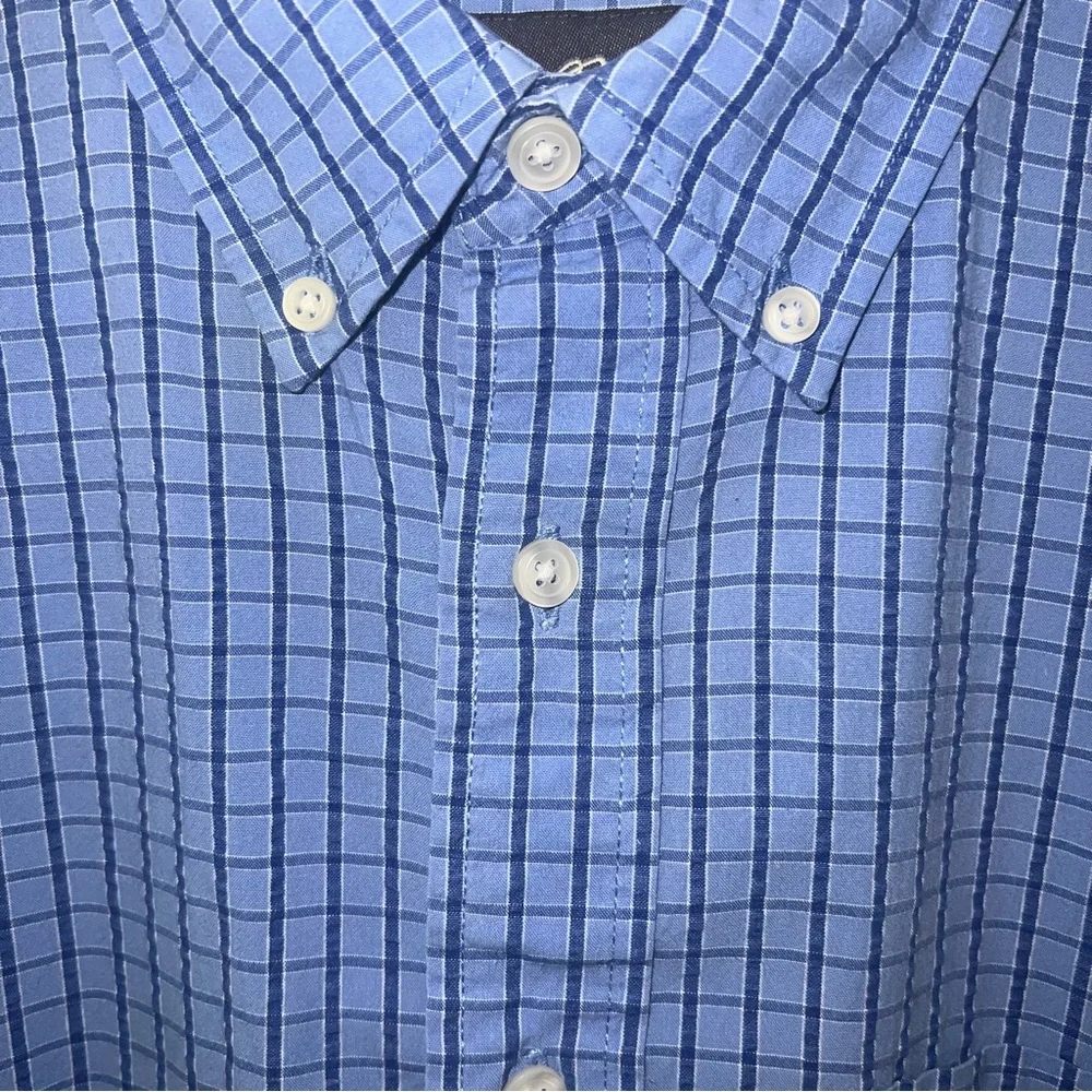Eddie Bauer Men’s Small Blue Seersucker Checkered Short Sleeve Shirt - Picture 3 of 6